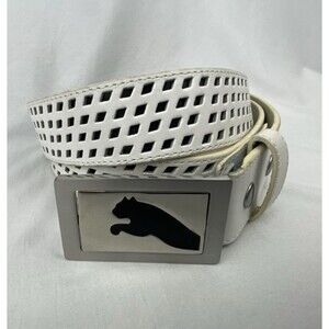 Puma Reversible Belt‎ Buckle and Adidas White Leather Perforated Belt Golf